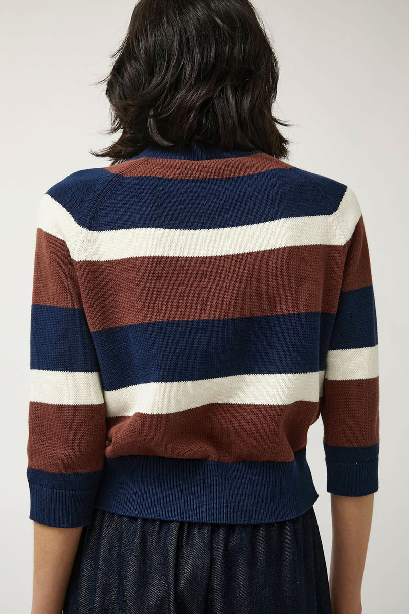 No.6 Colette Cardi in Navy and Brown Stripe