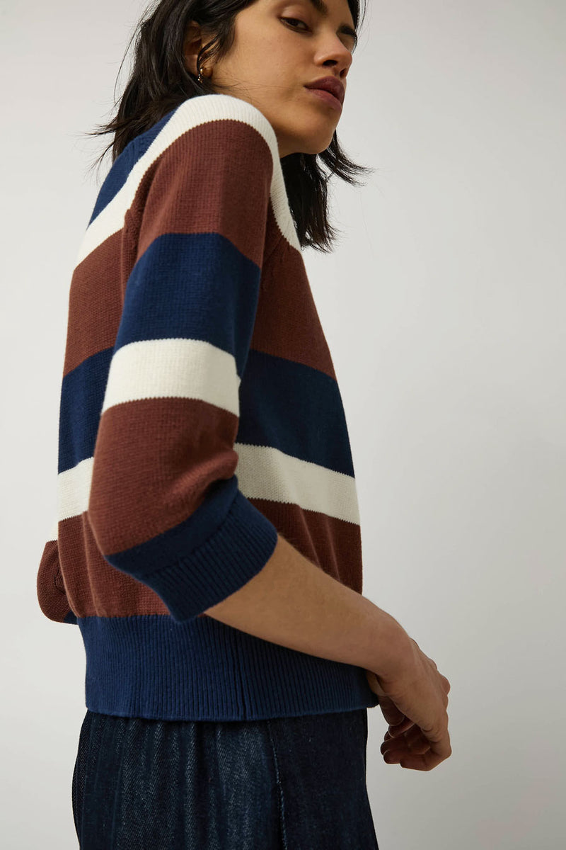 No.6 Colette Cardi in Navy and Brown Stripe