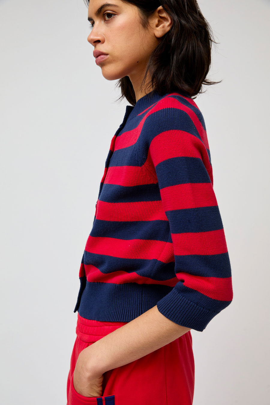 No.6 Colette Cardi in Navy and Red Stripe