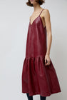 No.6 Cologne Ruffle Dress in Bordeaux Faux Leather