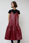 No.6 Cologne Ruffle Dress in Bordeaux Faux Leather