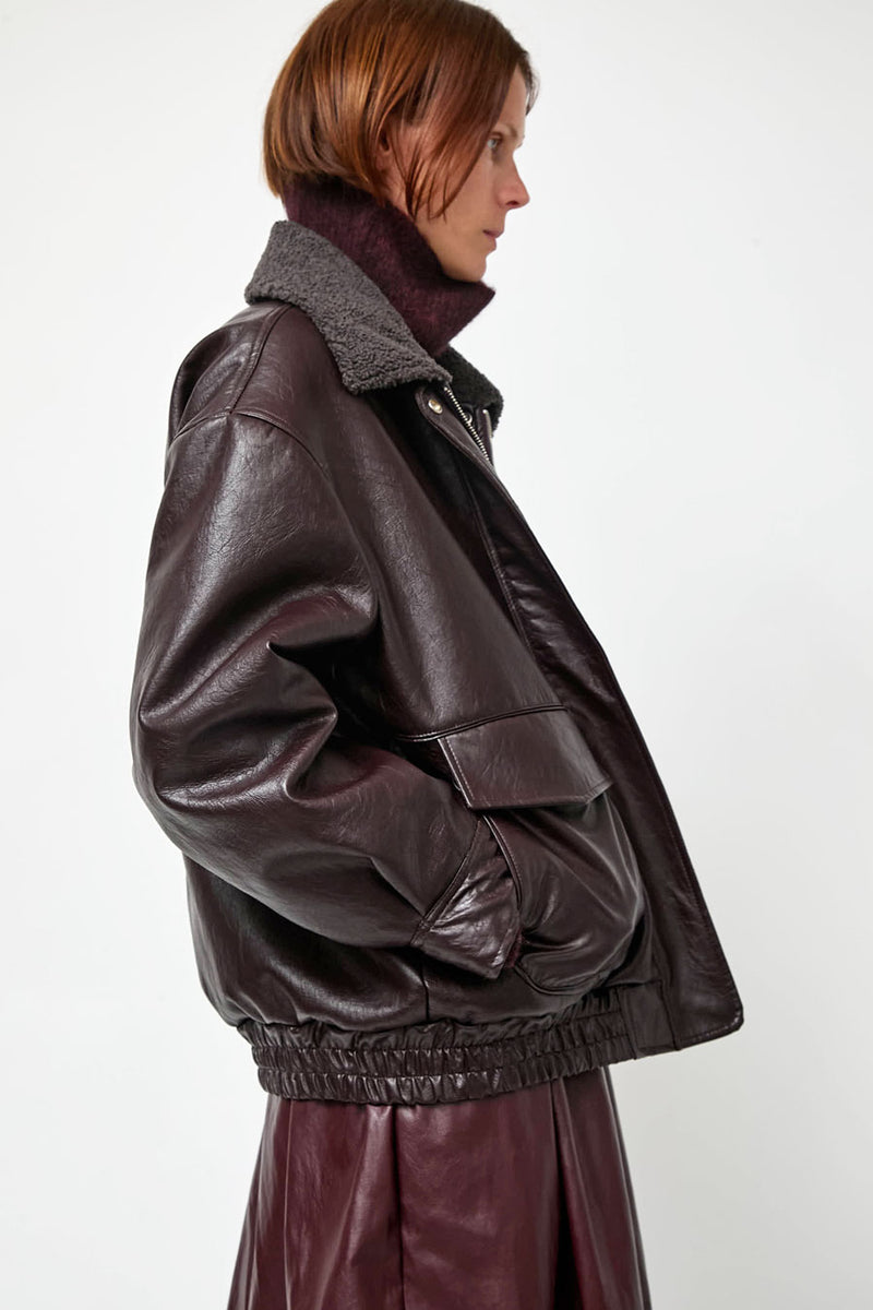 No.6 Connor Jacket in Bordeaux Sherpa
