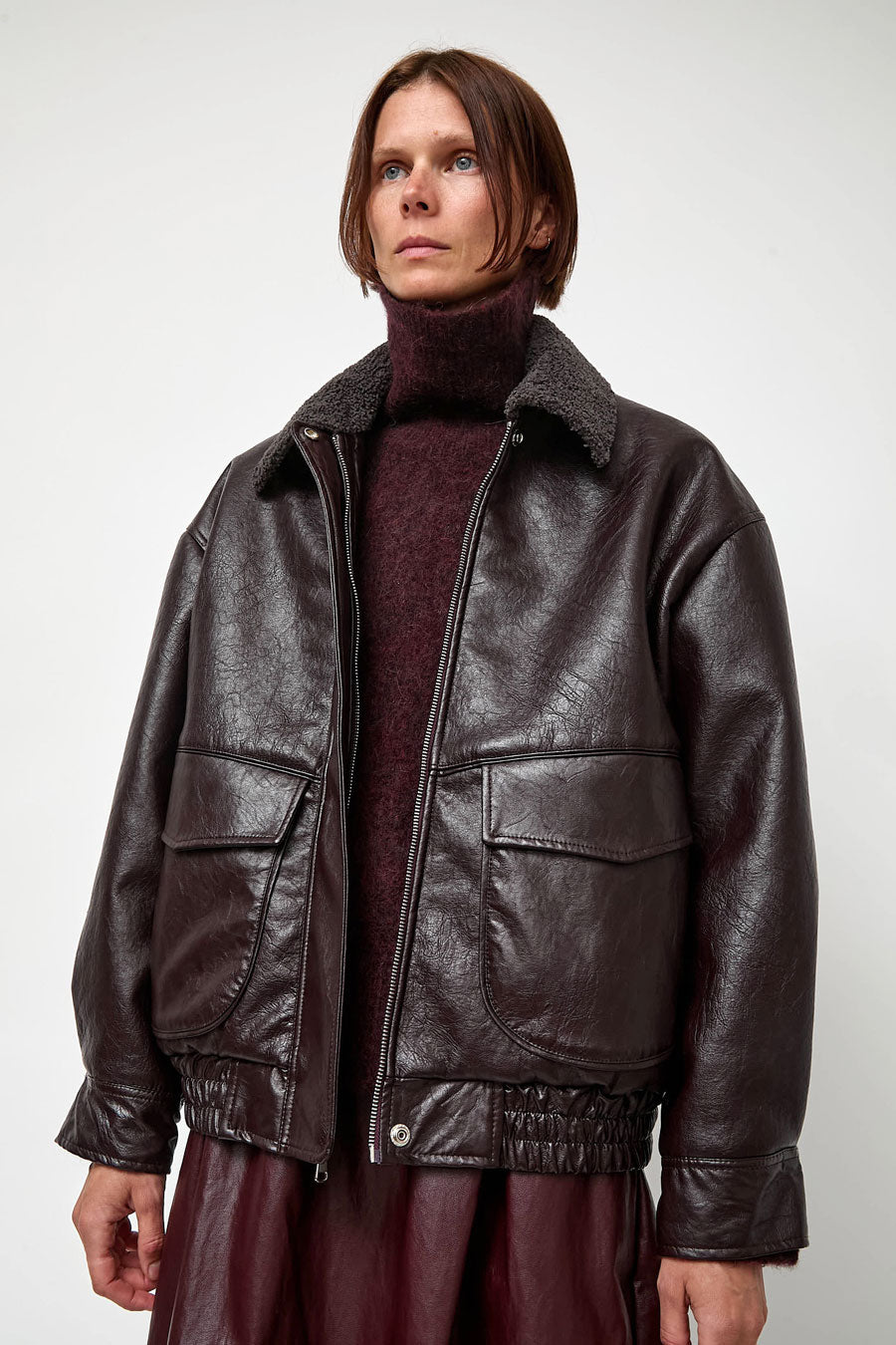 No.6 Connor Jacket in Bordeaux Sherpa