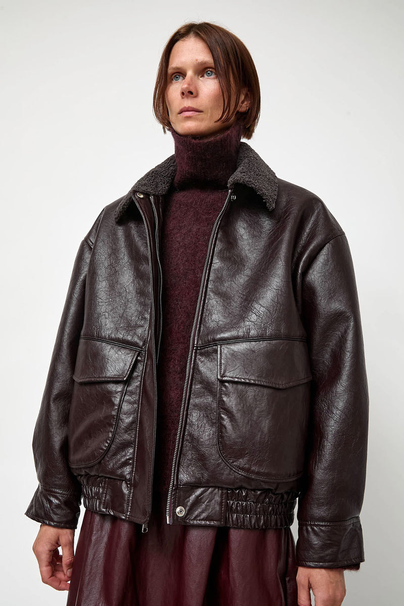 No.6 Connor Jacket in Bordeaux Sherpa