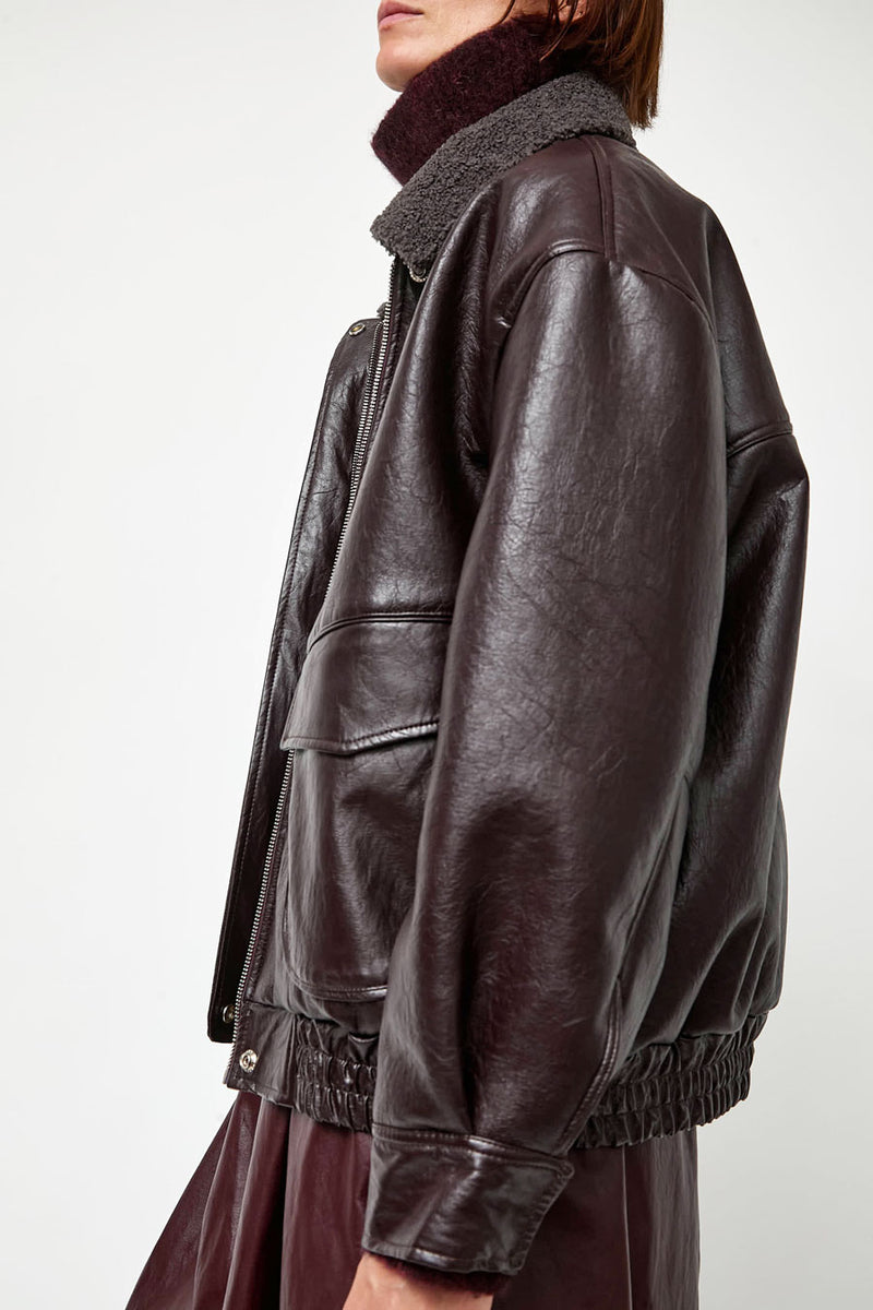 No.6 Connor Jacket in Bordeaux Sherpa