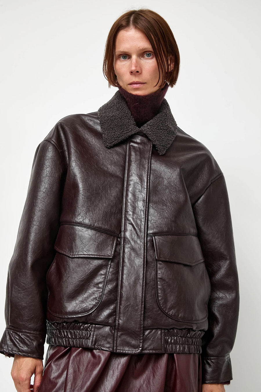 No.6 Connor Jacket in Bordeaux Sherpa