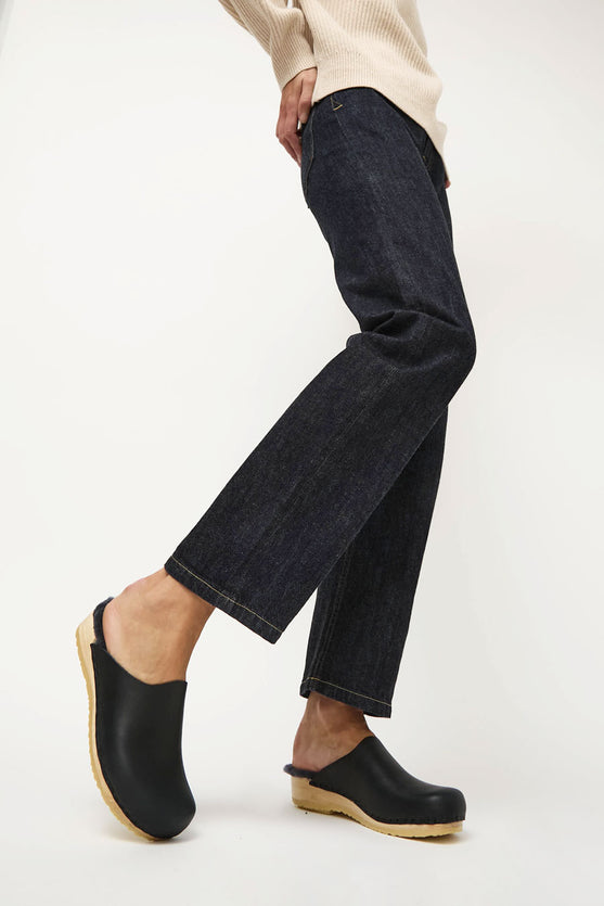 No.6 Contour Clog with Shearling on Flat Base in Indigo