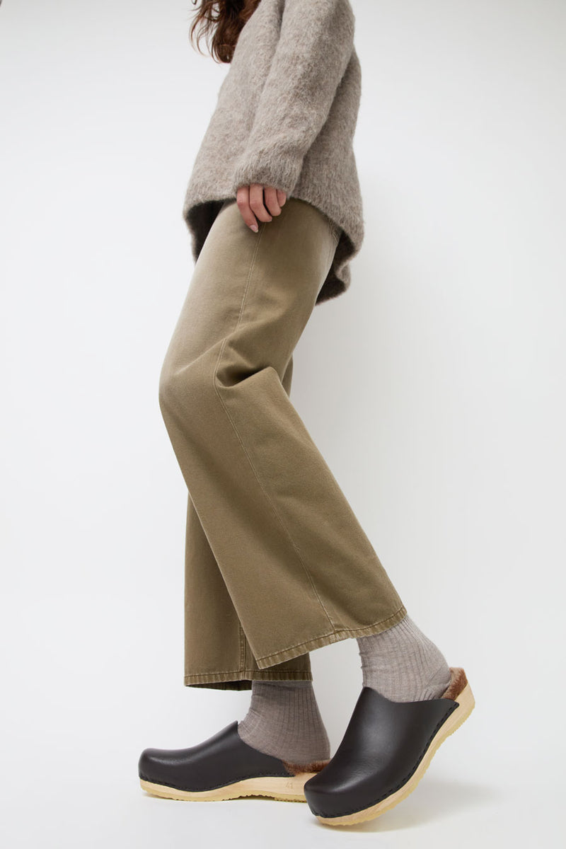 No.6 Contour Clog with Shearling on Flat Base in Java and Brown Brisa