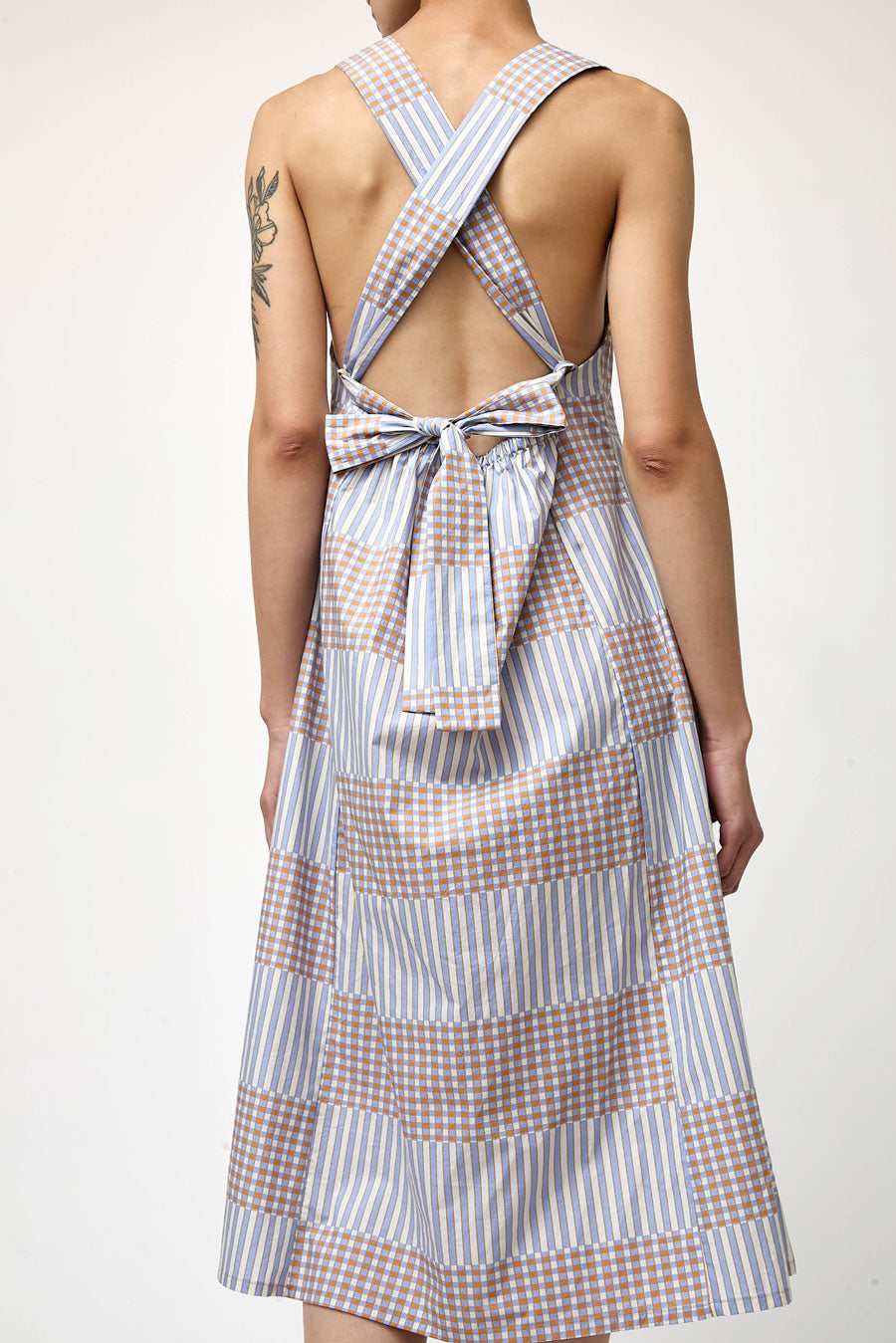 No.6 Criss Cross Dress in Blue Camel Checks and Balances