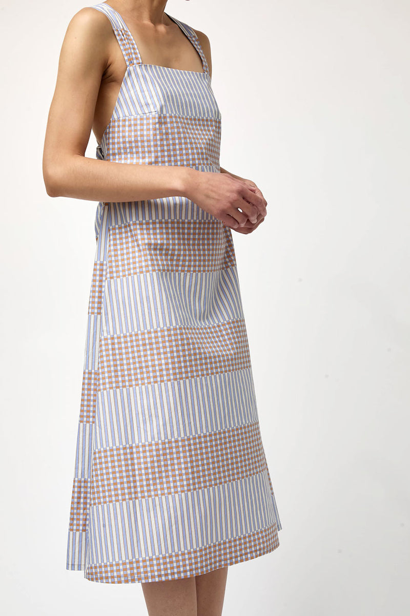 No.6 Criss Cross Dress in Blue Camel Checks and Balances