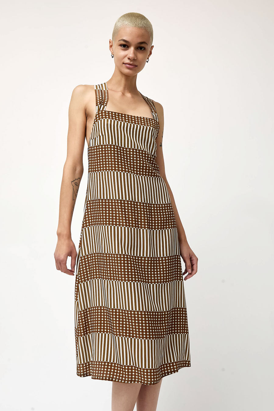 No.6 Criss Cross Dress in Bronze Natural Checks and Balances