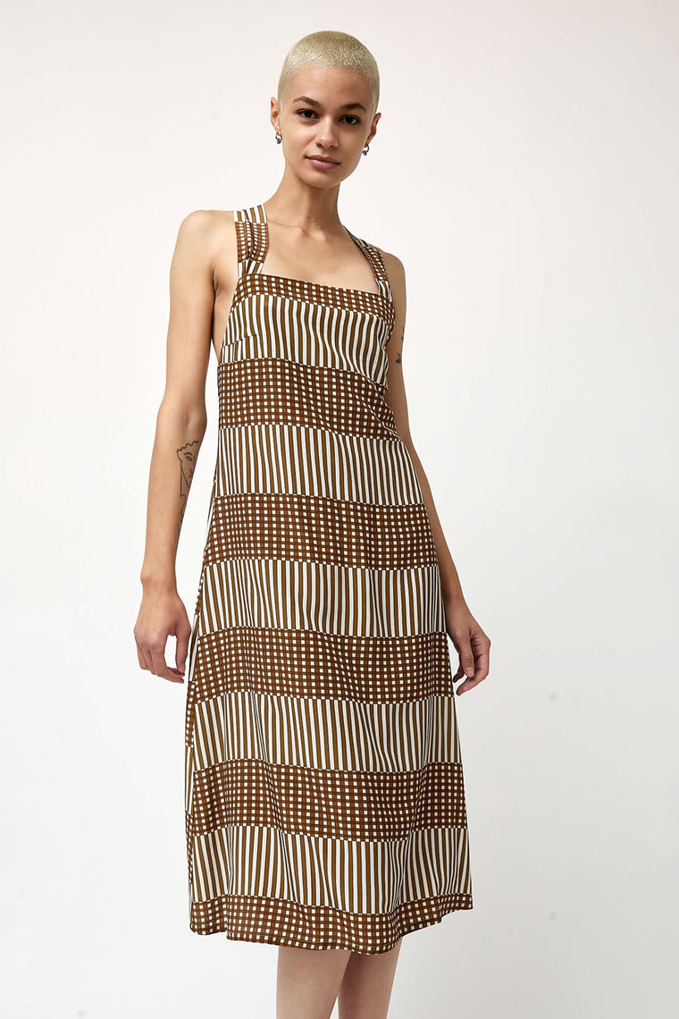 No.6 Criss Cross Dress in Bronze Natural Checks and Balances