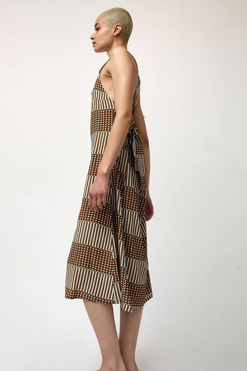 No.6 Criss Cross Dress in Bronze Natural Checks and Balances