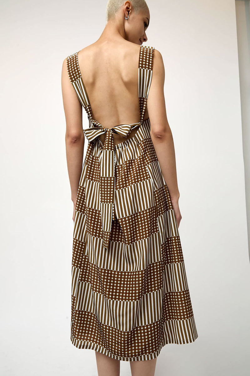 No.6 Criss Cross Dress in Bronze Natural Checks and Balances