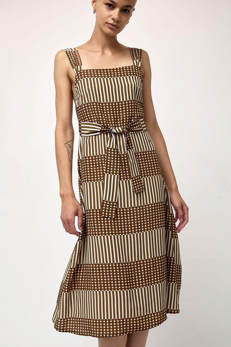 No.6 Criss Cross Dress in Bronze Natural Checks and Balances