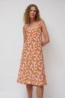 No.6 Criss Cross Dress in Tan and Pink Dotted Leaf