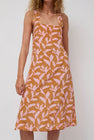 No.6 Criss Cross Dress in Tan and Pink Dotted Leaf