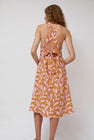 No.6 Criss Cross Dress in Tan and Pink Dotted Leaf