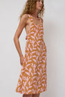 No.6 Criss Cross Dress in Tan and Pink Dotted Leaf