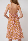 No.6 Criss Cross Dress in Tan and Pink Dotted Leaf