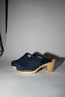 No.6 Dakota Shearling Clog on High Heel in Navy