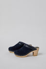 No.6 Dakota Shearling Clog on High Heel in Navy