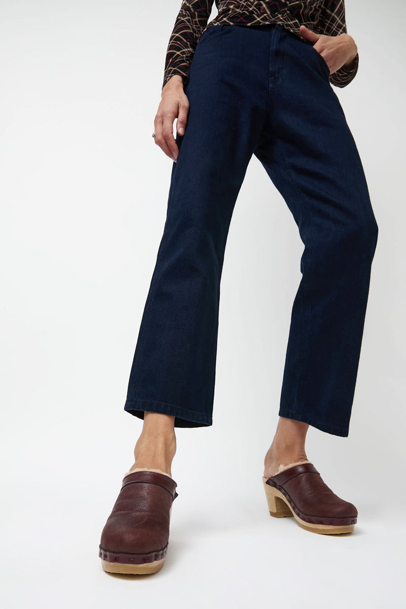 No.6 Dakota Shearling Clog on High Heel in Spitfire and Maroon