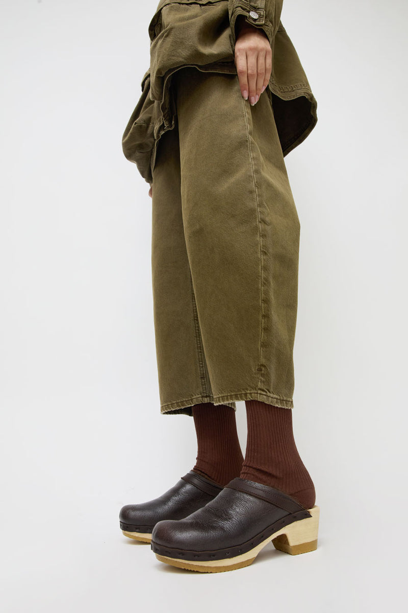 No.6 Dakota Shearling Clog on Mid Heel in Espresso