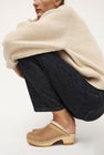 No.6 Dakota Shearling Clog on Mid Heel in Fawn Suede and Bone