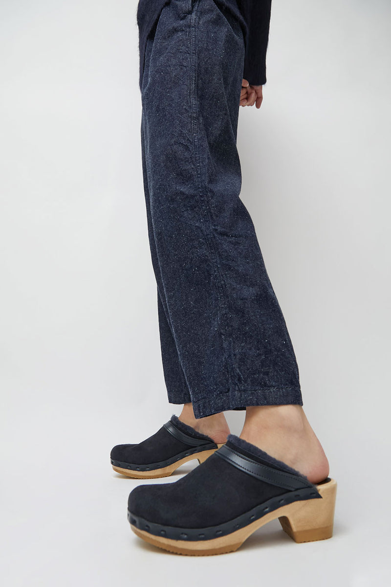 Navy suede clogs online