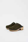 No.6 Dakota Shearling Clog on Mid Heel in Olive