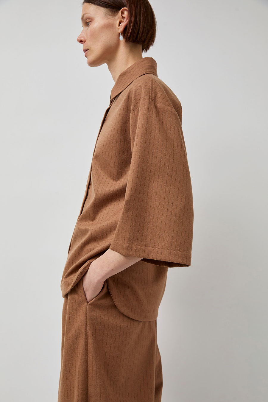 No.6 Dylan Top in Tan Pinstripe