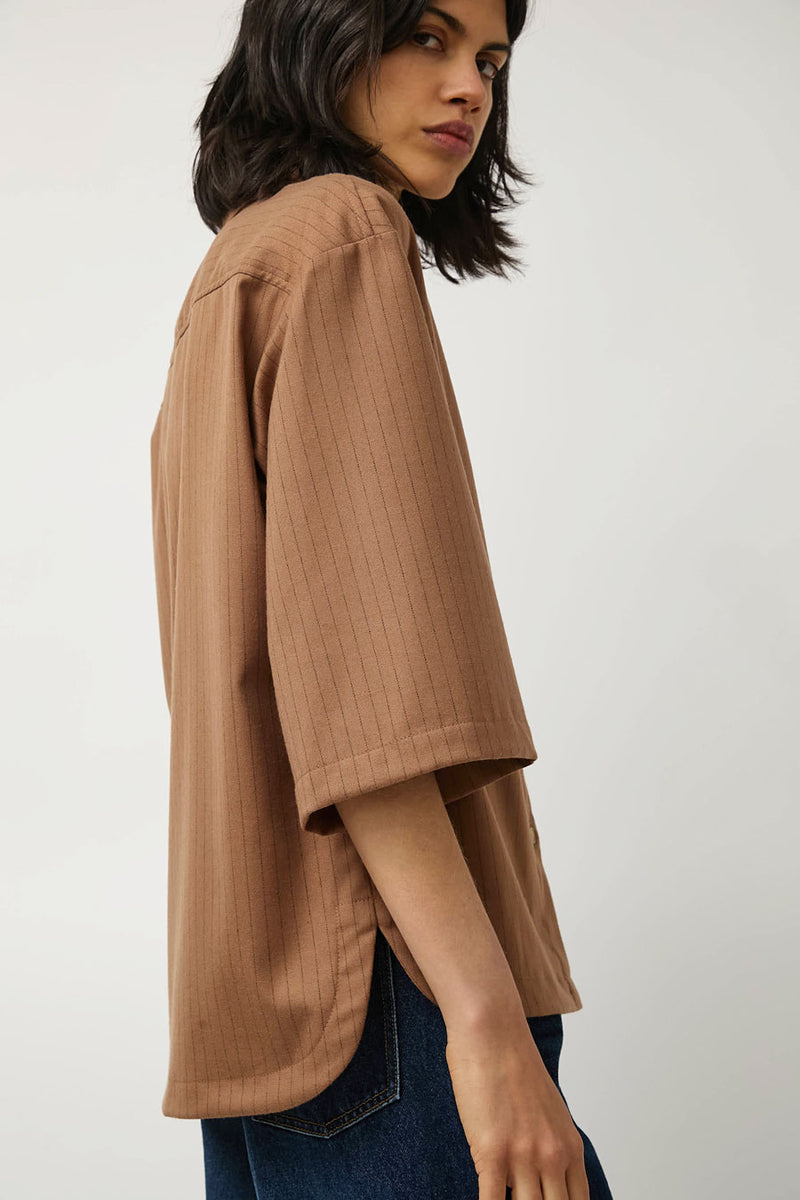 No.6 Dylan Top in Tan Pinstripe