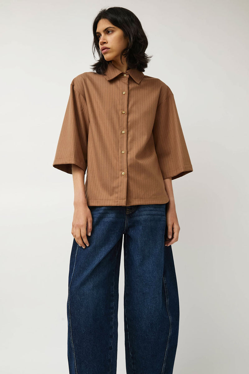 No.6 Dylan Top in Tan Pinstripe