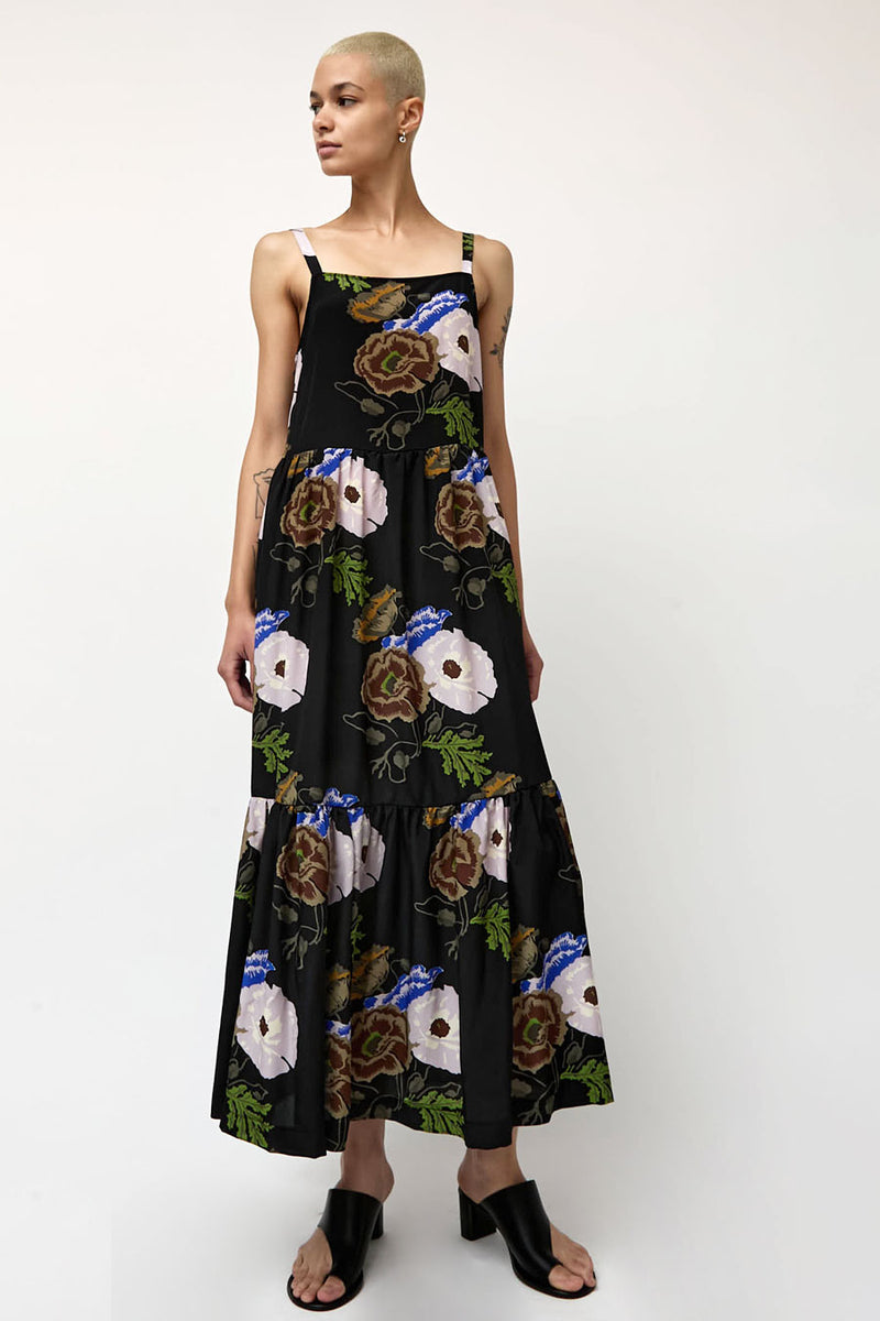 No.6 Eden Dress in Black with Flowers