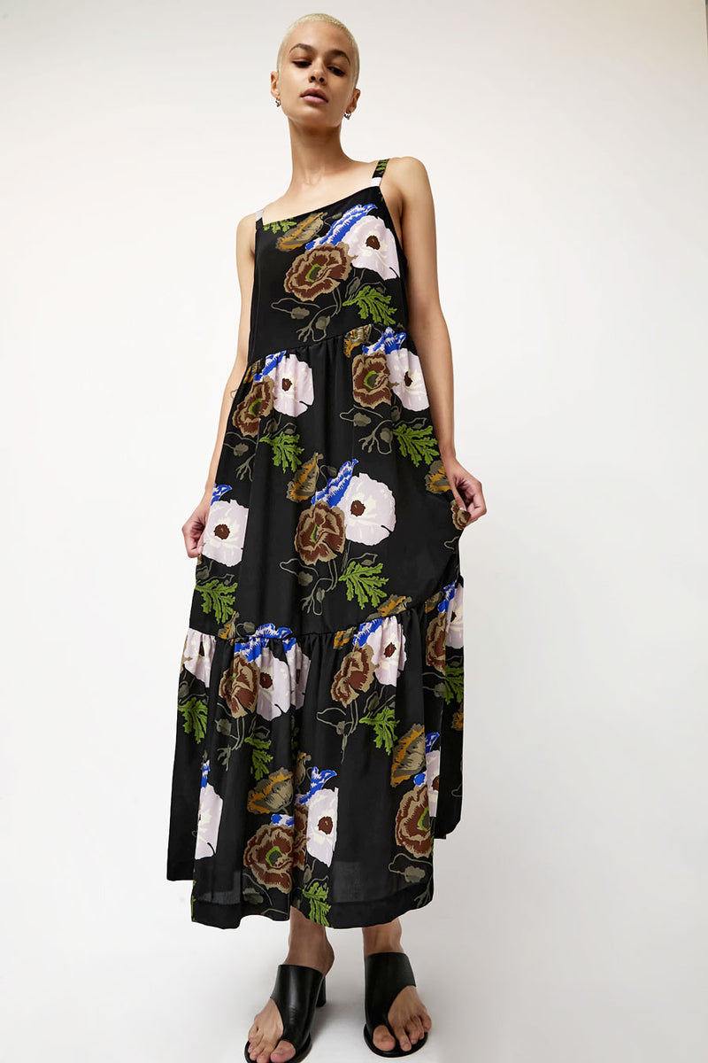 No.6 Eden Dress in Black with Flowers