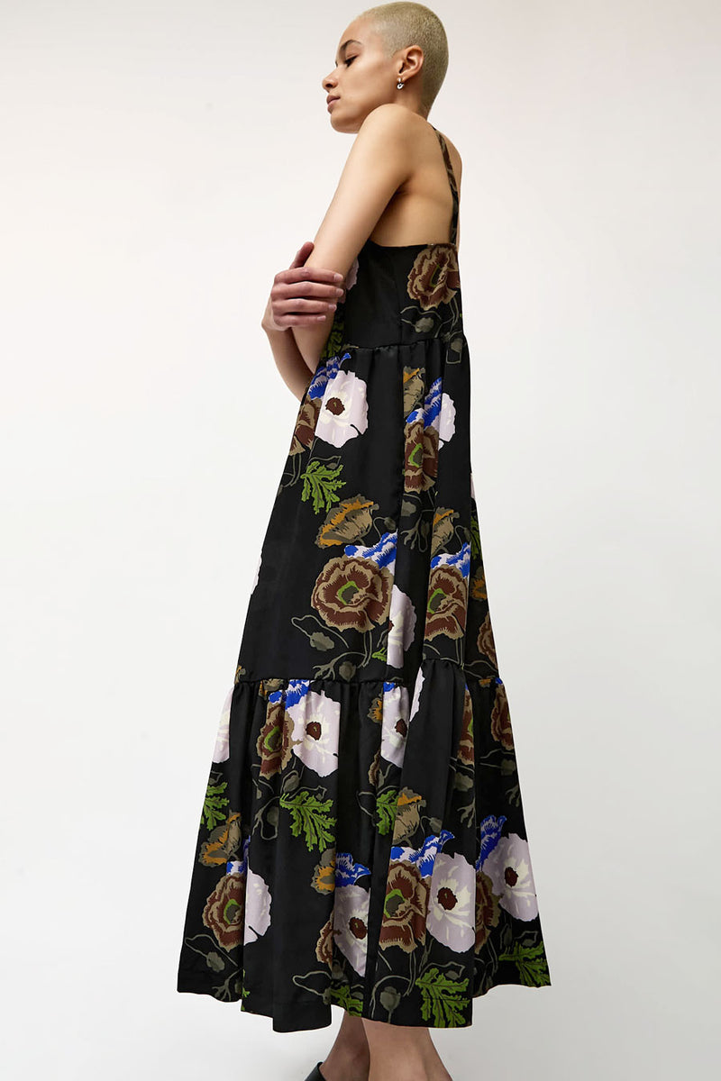 No.6 Eden Dress in Black with Flowers