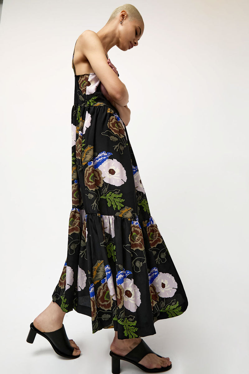 No.6 Eden Dress in Black with Flowers