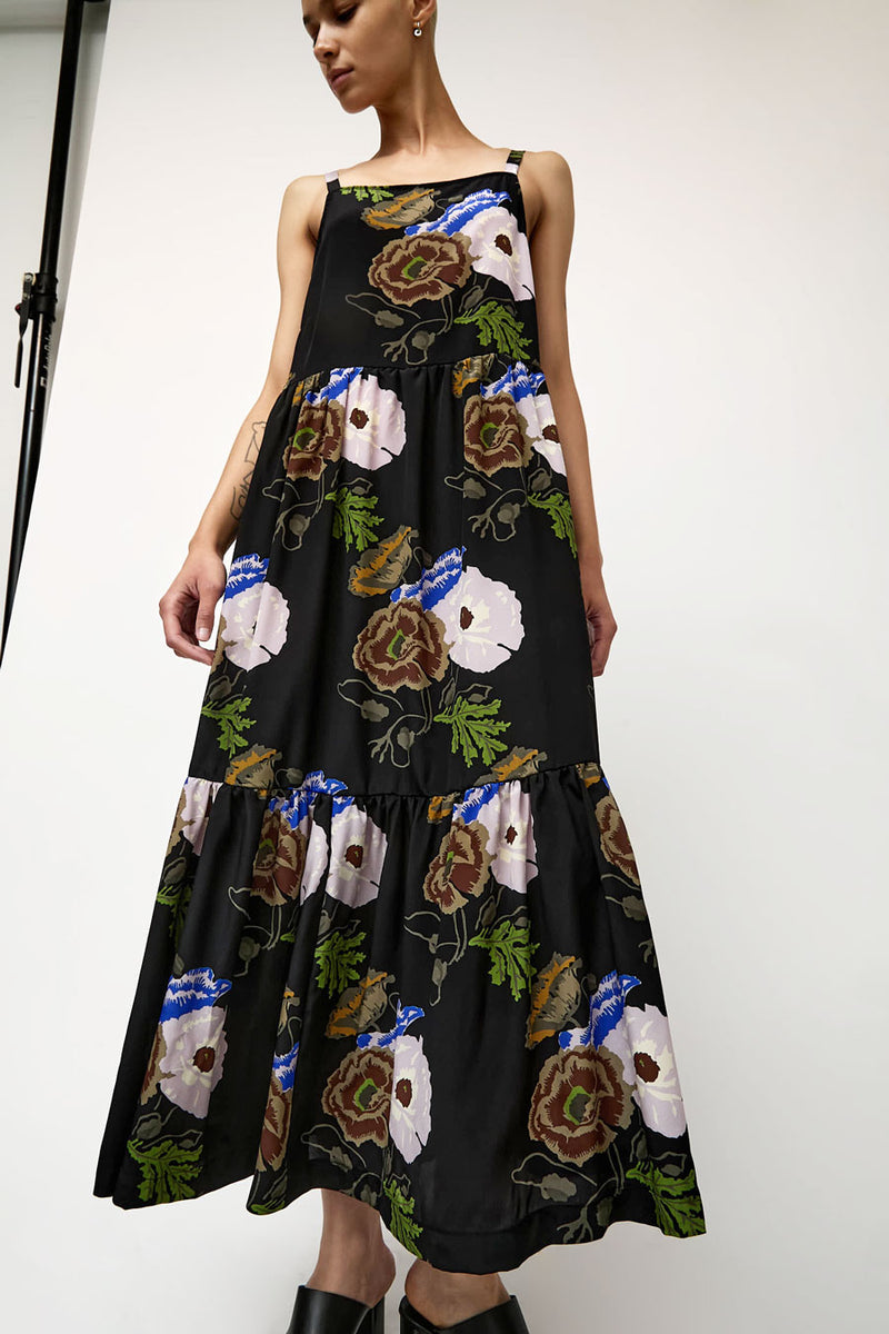 No.6 Eden Dress in Black with Flowers