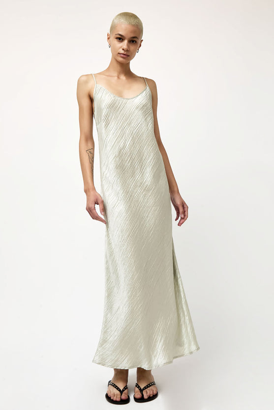 silver slip dress long No.6 Elle in Silver / S Strappy Lace Trim Detail irish castle wedding 34 inch) waist screw:bronze