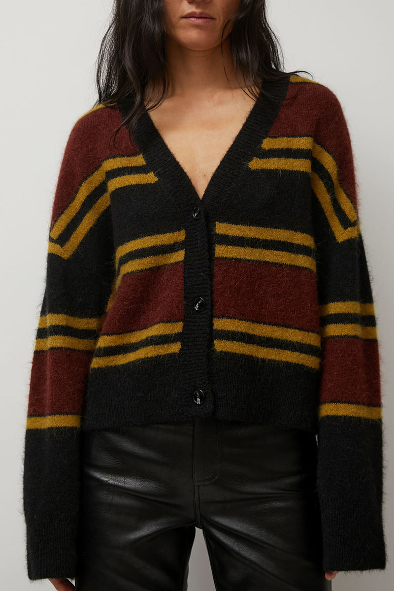 No.6 Gabriel Cardigan in Brown and Black Stripe