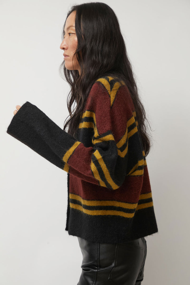 No.6 Gabriel Cardigan in Brown and Black Stripe