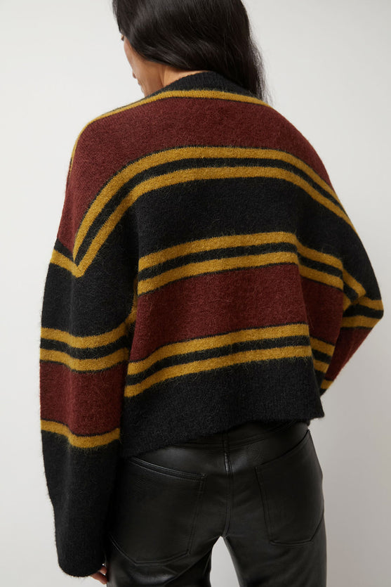 No.6 Gabriel Cardigan in Brown and Black Stripe