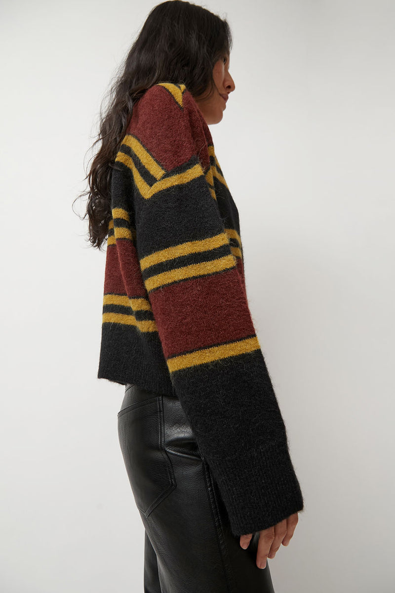 No.6 Gabriel Cardigan in Brown and Black Stripe