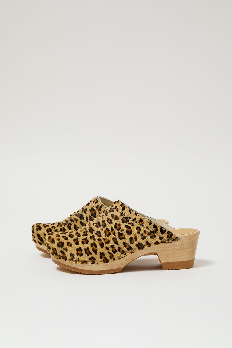 No.6 Heidi Clog on Mid Heel in Cheetah Pony