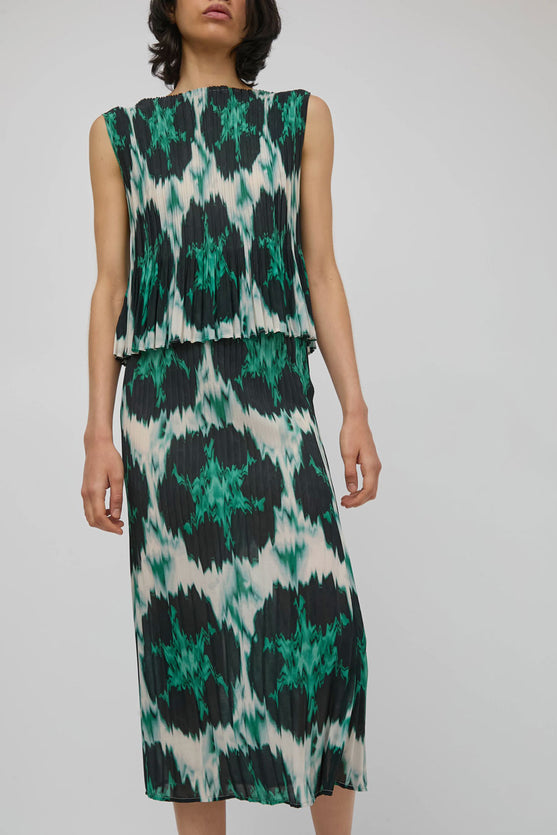 No.6 Hiro Skirt in Emerald Ikat