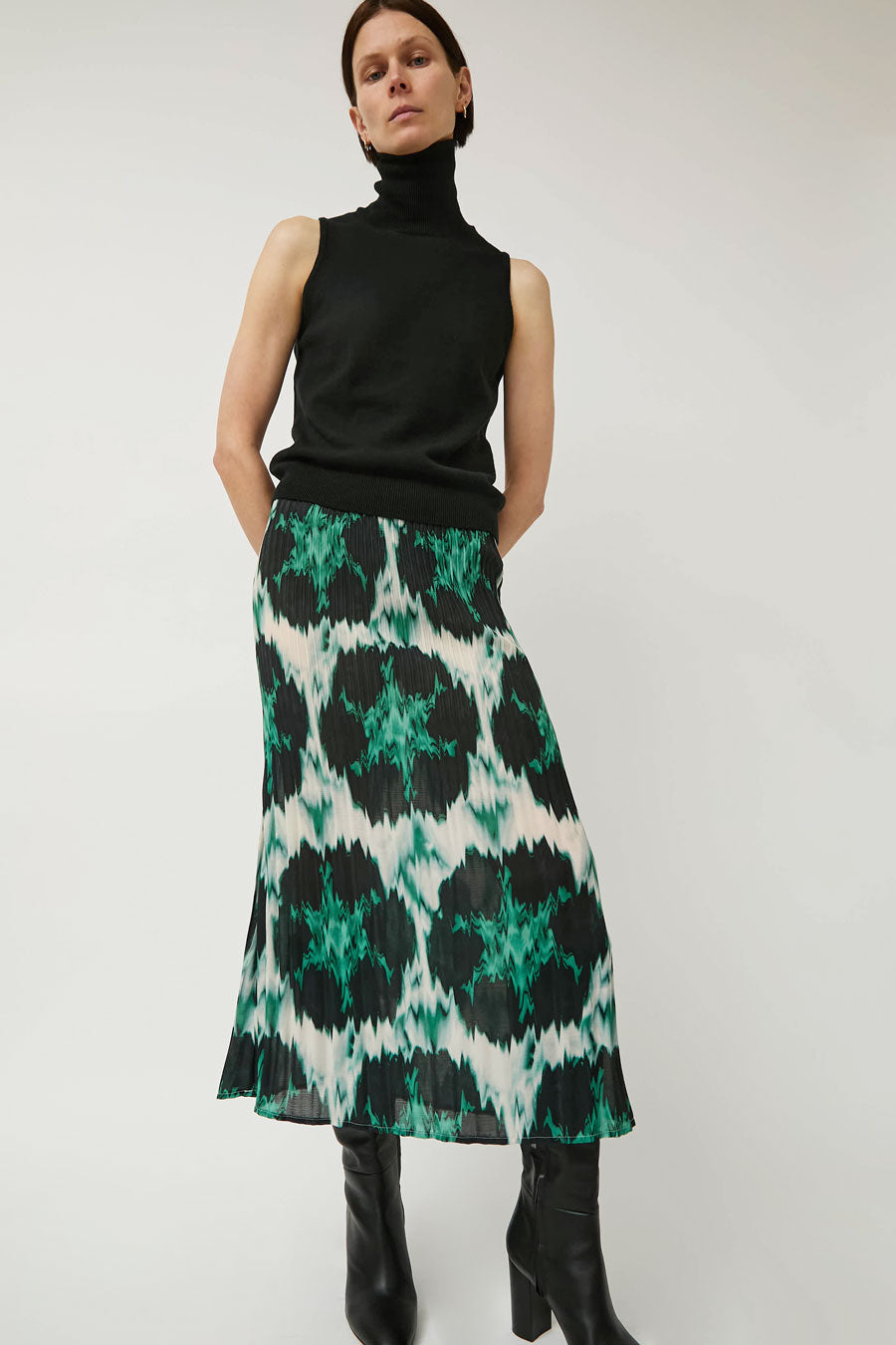 No.6 Hiro Skirt in Emerald Ikat