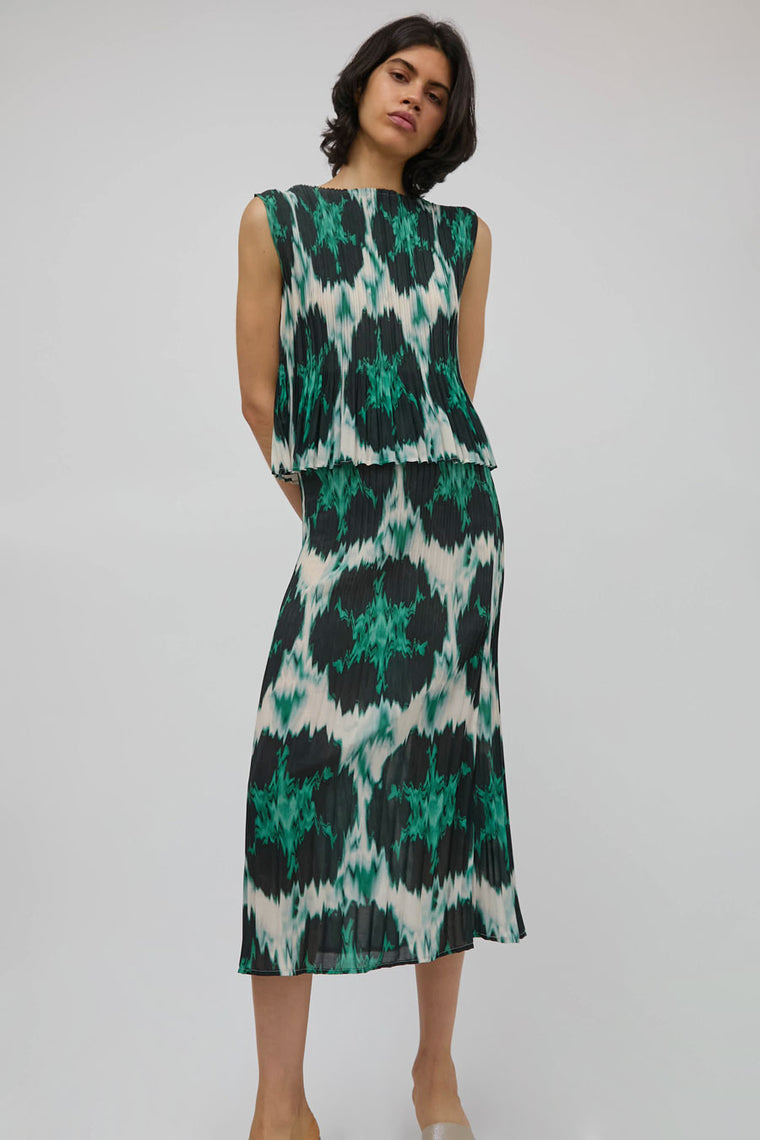 No.6 Hiro Skirt in Emerald Ikat