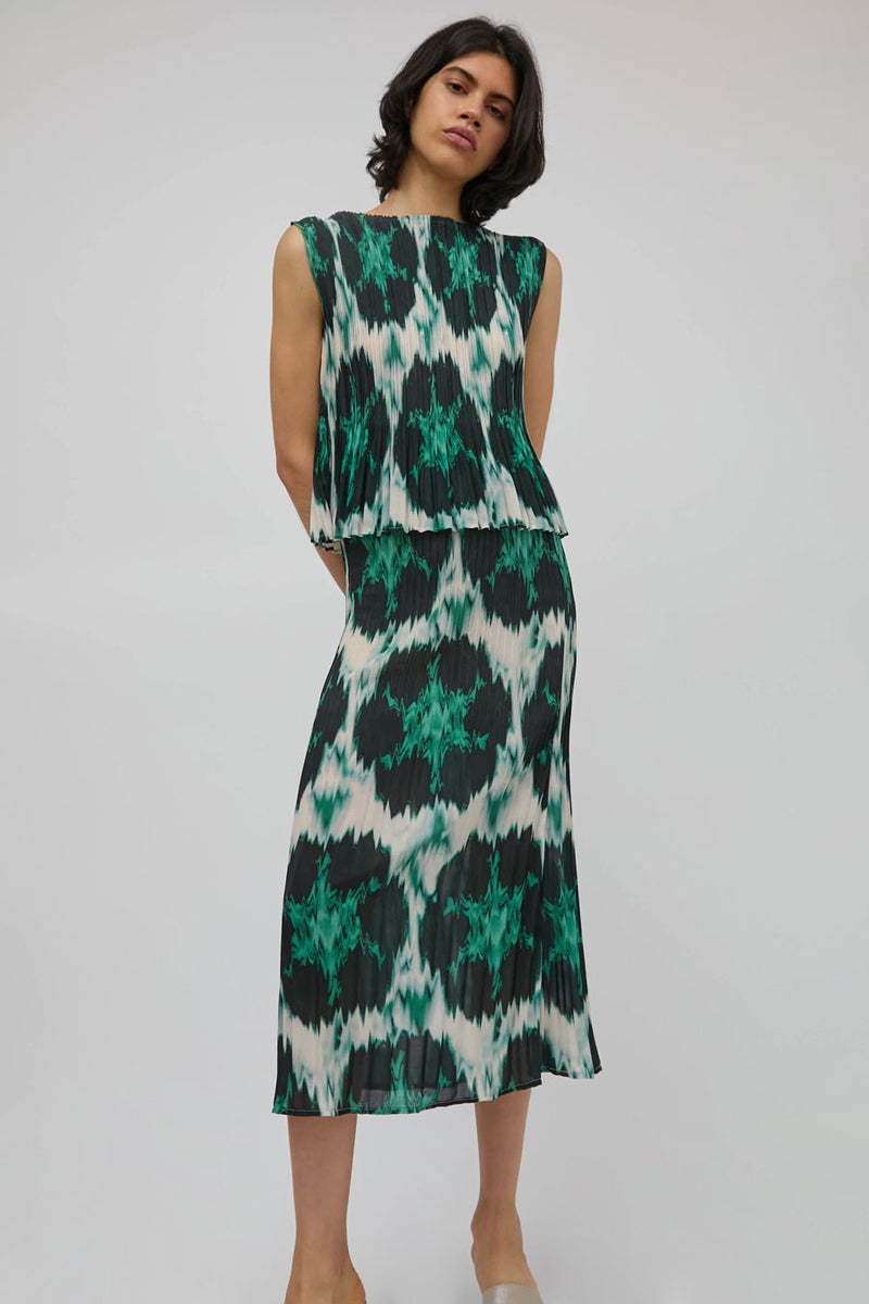 No.6 Hiro Skirt in Emerald Ikat