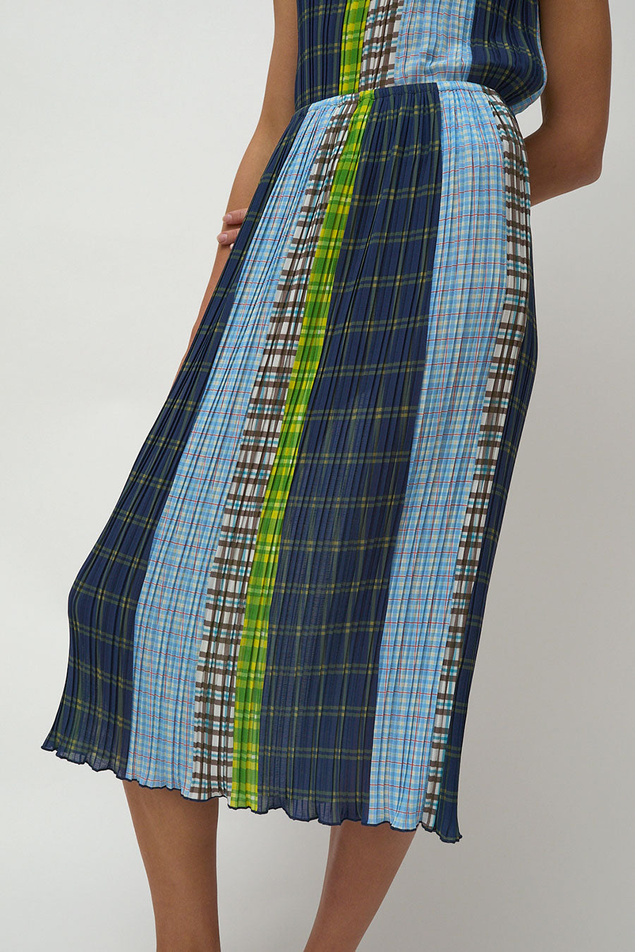 No.6 Hiroko Skirt in Blue Plaid Combo